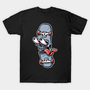 funny skull face skateboard T-Shirt